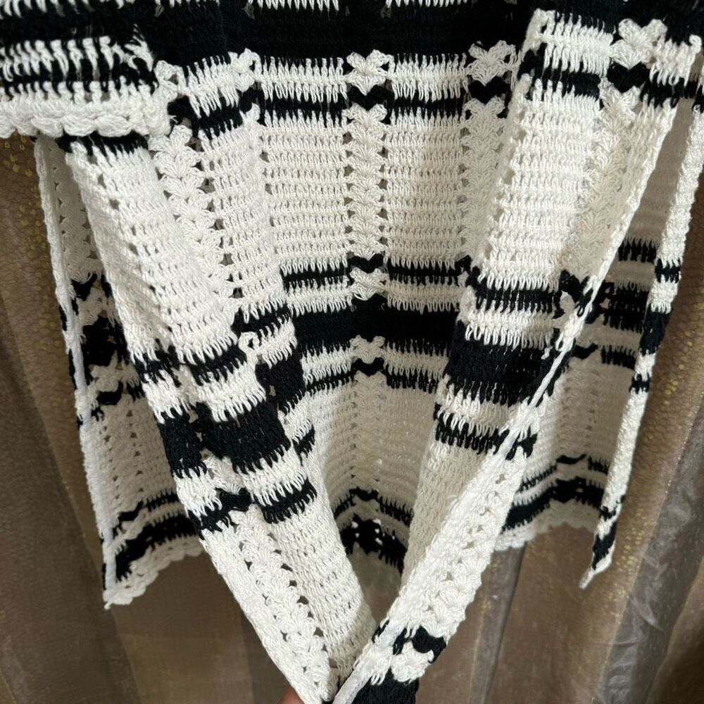 Free People Beach Black Ivory Donni Crochet Knit Sweater Top Skirt Set XL NWOT - Picture 6 of 11